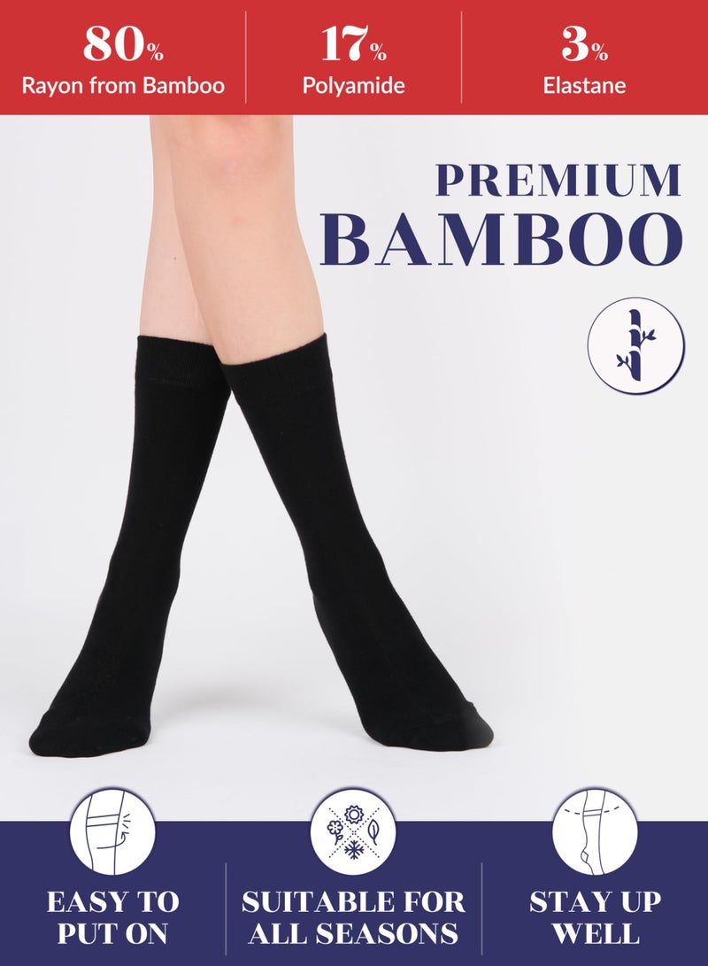 Hugh Ugoli Women Rayon Dress Socks, Extremely Soft Thin Crew Socks for Business, Trouser & Casual, Non-Binding & Breathable, Black, 3 Pairs, Shoe Size: 6-9 - Image 4